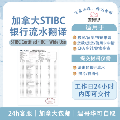 加拿大STIBC银行流水翻译