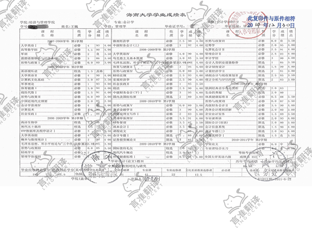 美国ATA认证译员成绩单翻译